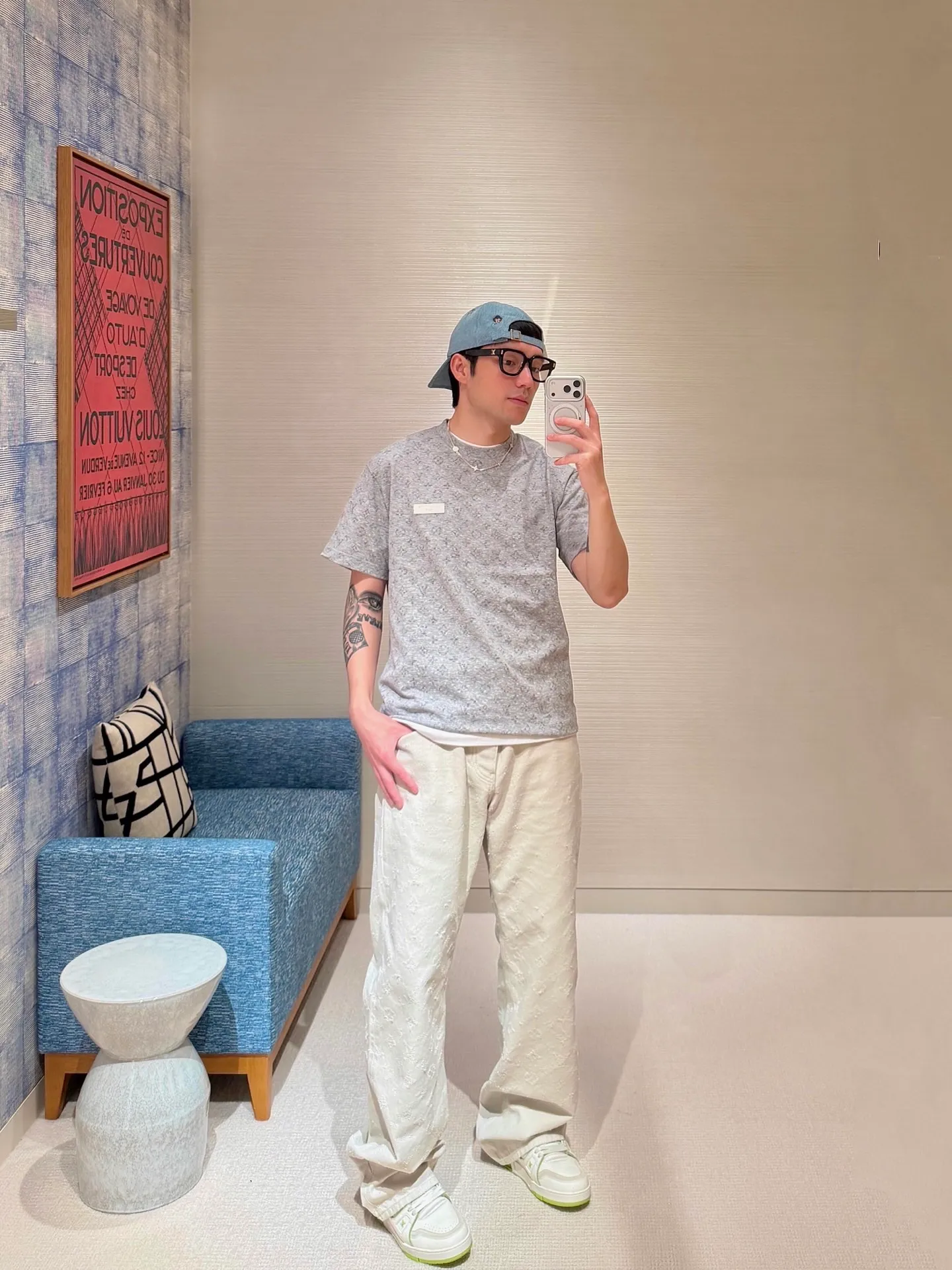 Louis Vuitton/Louis Vuitton Monogram Reflective Print Full Print Short Sleeve